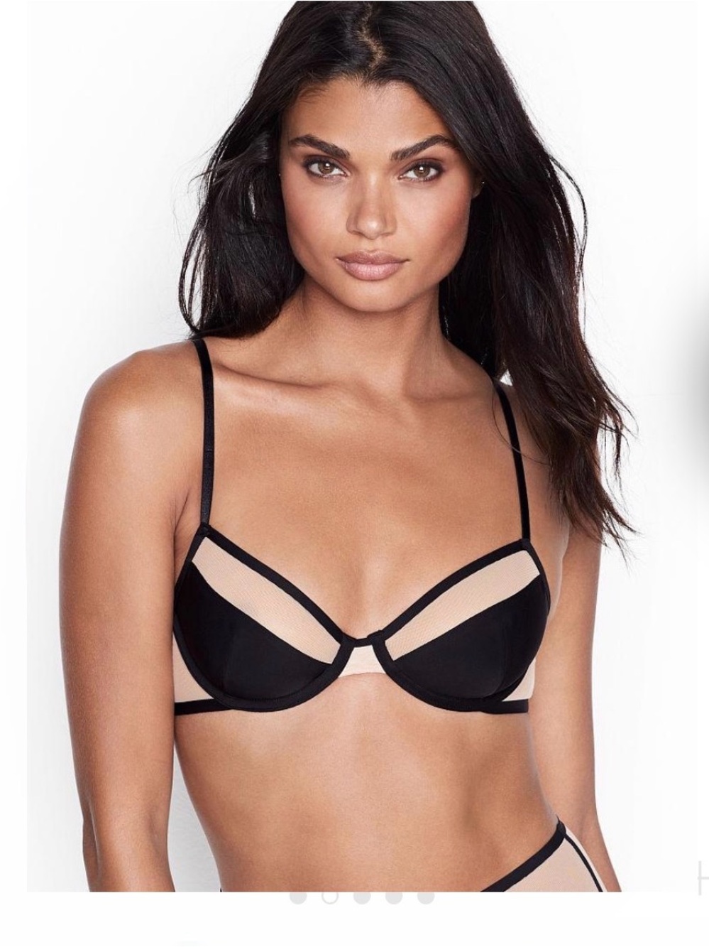 Victoria's Secret Black & Pink Underwire Contrast Bra